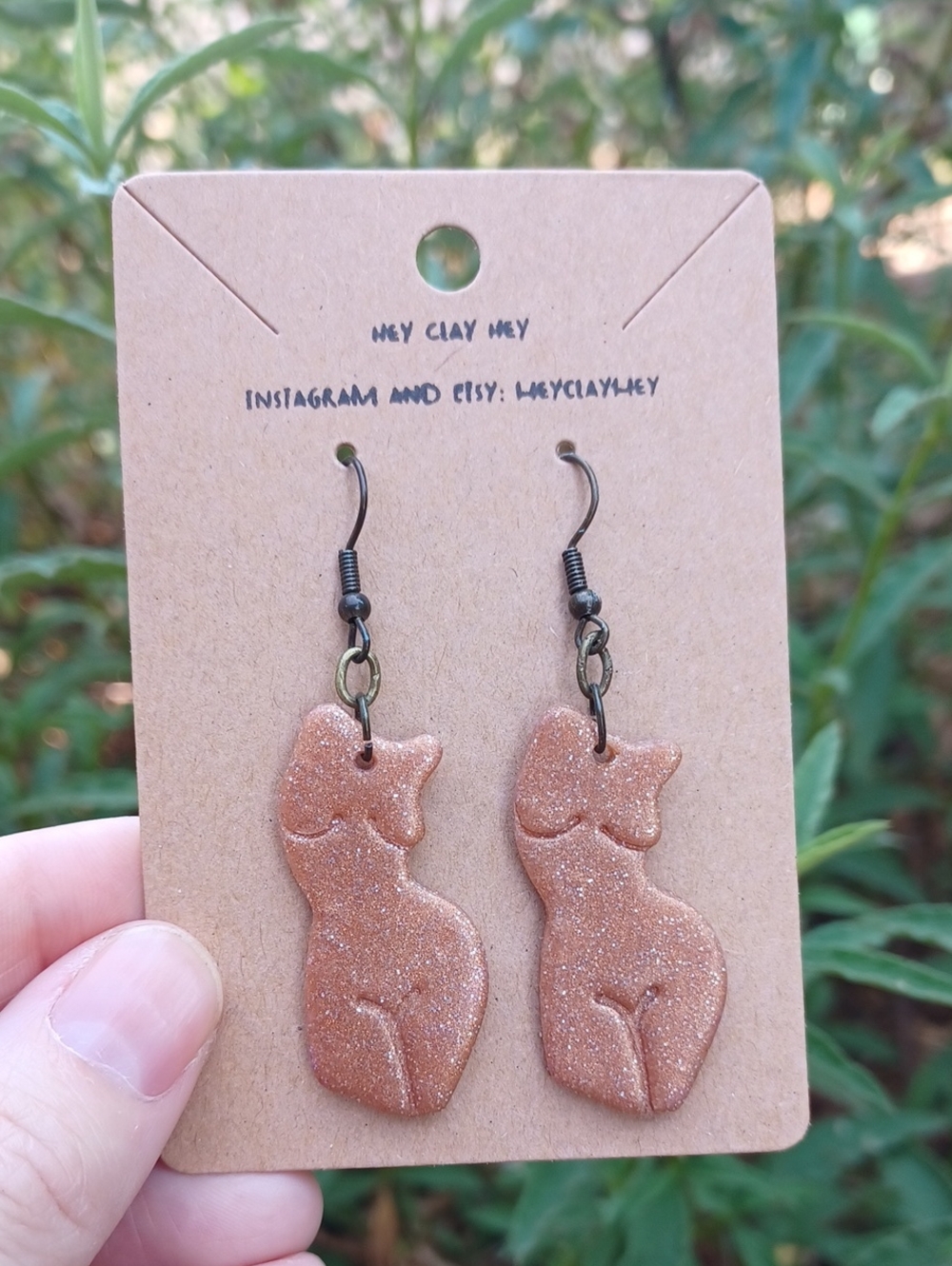 Celebrate Every Curve- Pink Sparkle Polymer Clay Nude Body Earrings